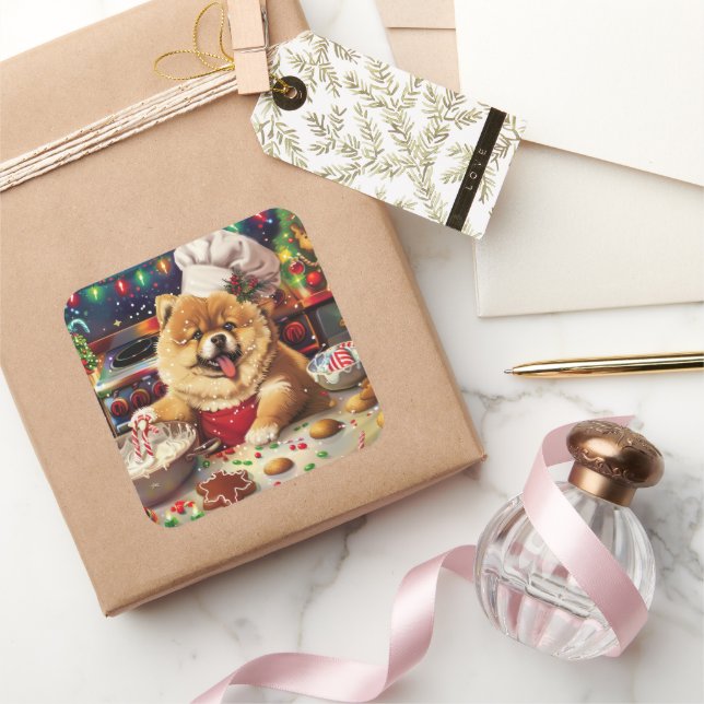 Chow Chow Holiday Baking: Festive Christmas Square Sticker (Gifting)