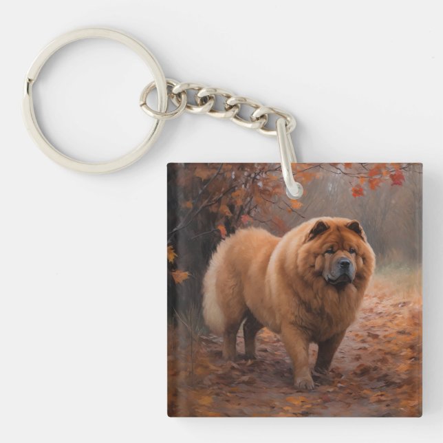 Chow Chow in Autumn Leaves Fall Inspire  Key Ring (Front)