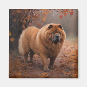 Chow Chow in Autumn Leaves Fall Inspire  Magnet