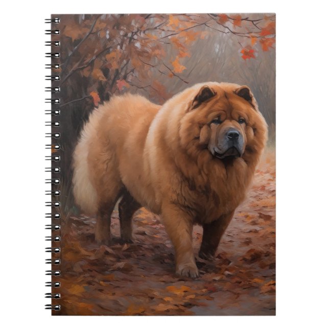 Chow Chow in Autumn Leaves Fall Inspire  Notebook (Front)