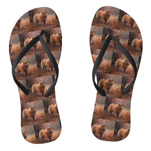 Chow Chow in Autumn Leaves Fall Inspire  Thongs (Footbed)
