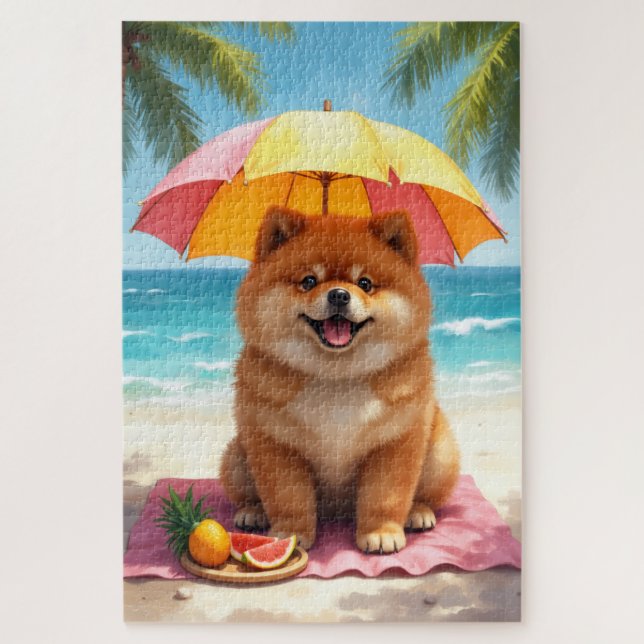 Chow Chow Luxury Beach Scene Jigsaw Puzzle (Vertical)
