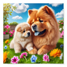 Chow Chow mum and her puppy