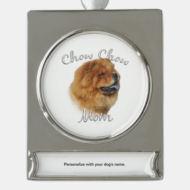 Chow Chow Mum Keychain Silver Plated Banner Ornament (Front)