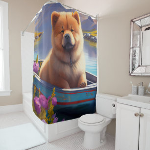 Chow Chow on a Paddle: A Scenic Adventure Shower Curtain
