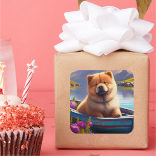 Chow Chow on a Paddle: A Scenic Adventure Square Sticker