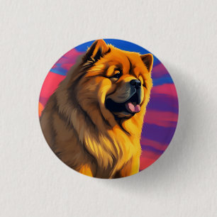 Chow Chow Painting 3 Cm Round Badge