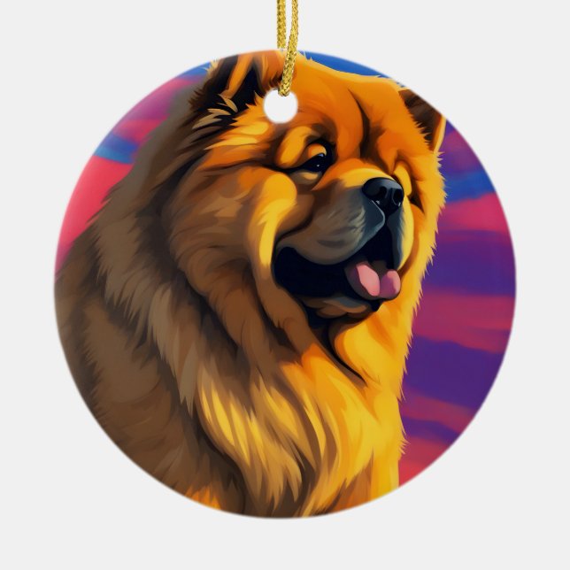 Chow Chow Painting Ceramic Ornament (Front)