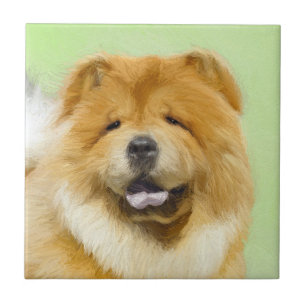 Chow Chow Painting - Cute Original Dog Art Ceramic Tile