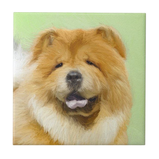 Chow Chow Painting - Cute Original Dog Art Ceramic Tile (Front)