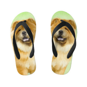 Chow Chow Painting - Cute Original Dog Art Kid's Thongs
