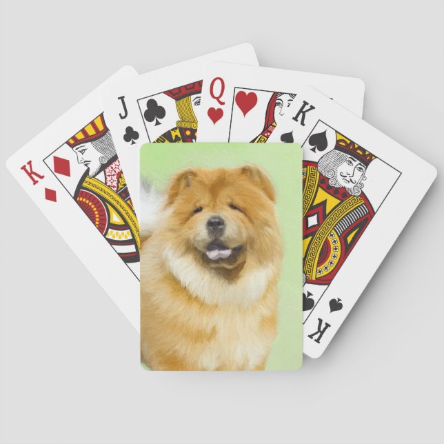 Chow Chow Painting - Cute Original Dog Art Playing Cards (Back)