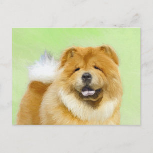 Chow Chow Painting - Cute Original Dog Art Postcard