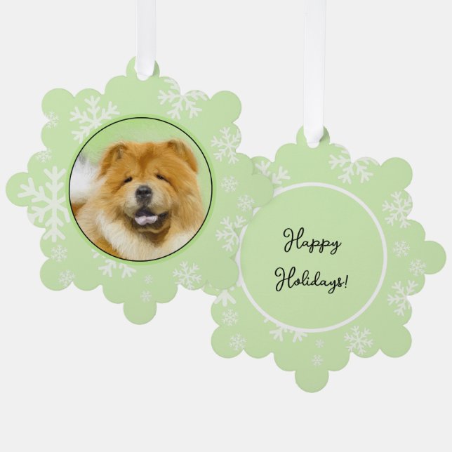 Chow Chow Painting - Cute Original Dog Art Tree Decoration Card (Front/Back)