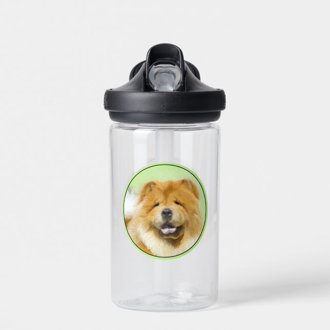 Chow Chow Painting - Cute Original Dog Art Water Bottle (Front)