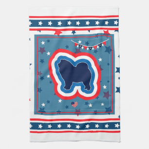 Chow Chow Patriotic Red White And Blue 4th Of July Tea Towel