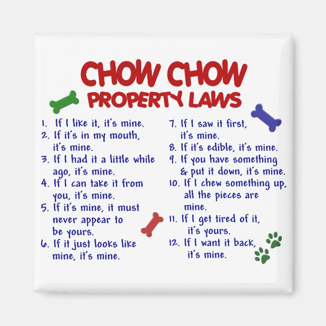 CHOW CHOW Property Laws Magnet (Front)
