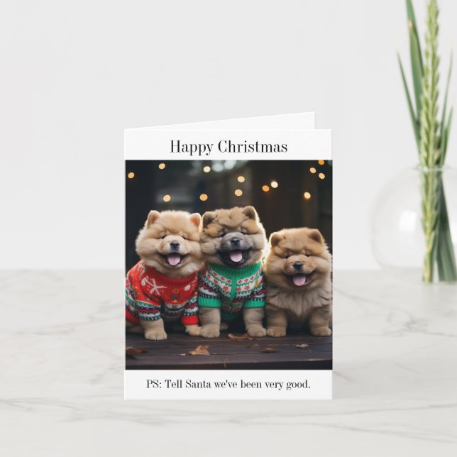Chow Chow Puppies Christmas Card (Front)