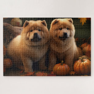Chow Chow Puppy Autumn Delight Pumpkin Jigsaw Puzzle