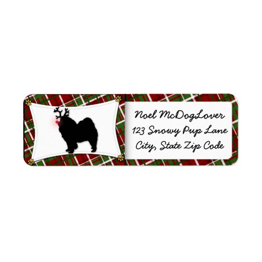 Chow Chow Reindeer Christmas Return Address Label