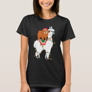 Chow Chow Riding Llama Lights Santa Christmas Paj T-Shirt