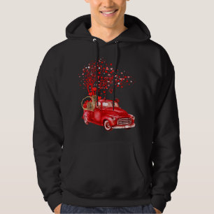 Chow Chow Riding Red Truck Valentine Butterfly Hea Hoodie