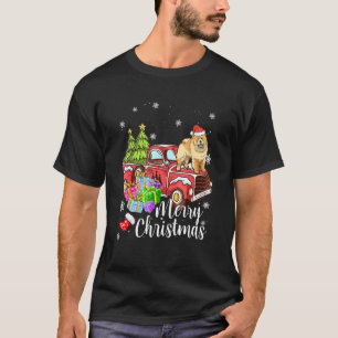 Chow Chow Riding Red Truck Xmas Merry Christmas T-Shirt