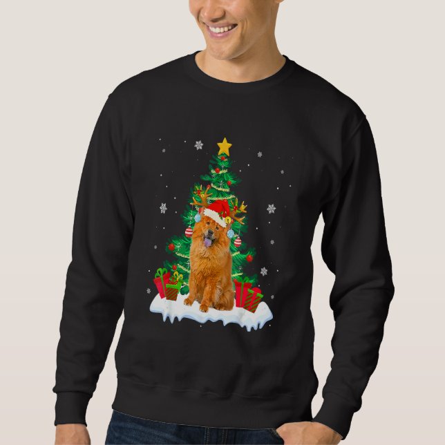 Chow Chow Santa Christmas Tree Light Pajama Dog Xm Sweatshirt (Front)