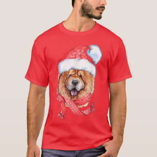 Chow Chow Santa Hat Red Scarf Cute Dog Lover Chris T-Shirt