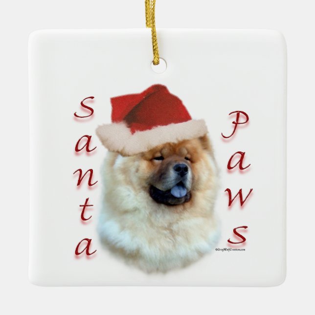Chow Chow Santa Paws Ceramic Ornament (Front)