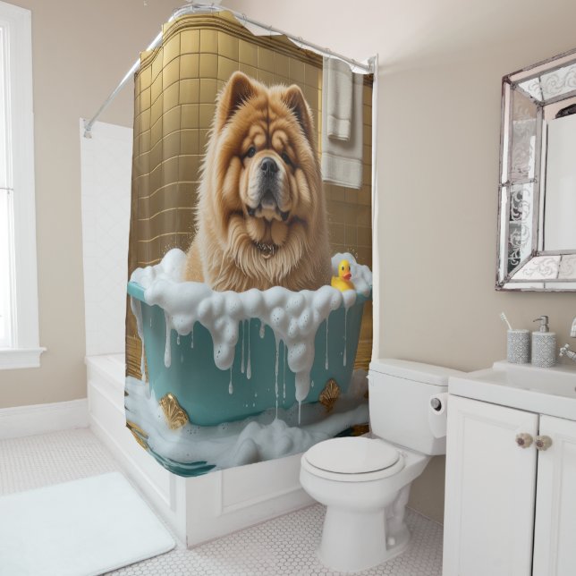 Chow Chow Sloppy Sleepy Cute Funny  Shower Curtain (In Situ)