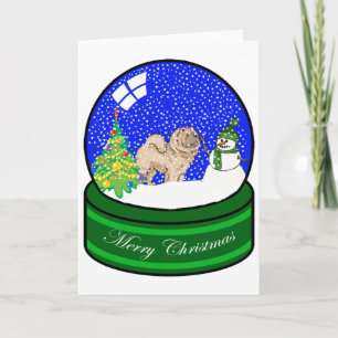 chow chow snow globe holiday card