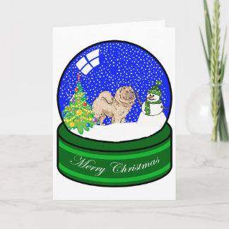 chow chow snow globe holiday card