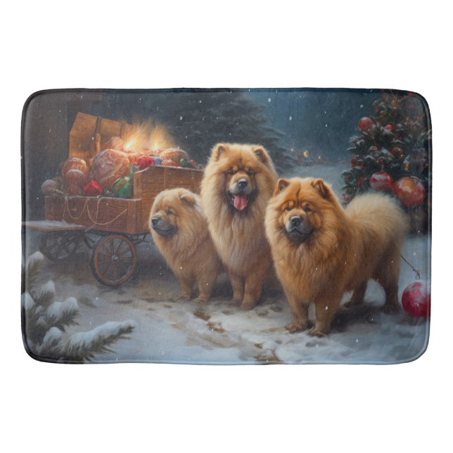 Chow Chow Snowy Sleigh Christmas Decor   Bath Mat (Front)