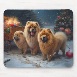 Chow Chow Snowy Sleigh Christmas Decor Mouse Pad