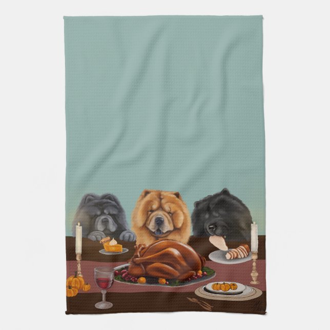 Chow Chow Thanksgiving Diner Kitchen Towel (Vertical)