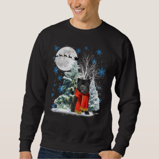 Chow Chow Under Moonlight Snow Christmas Pajama Sweatshirt