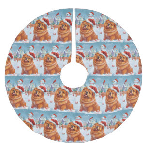 Chow Chow Winter Wonderland Christmas Joy  Brushed Polyester Tree Skirt