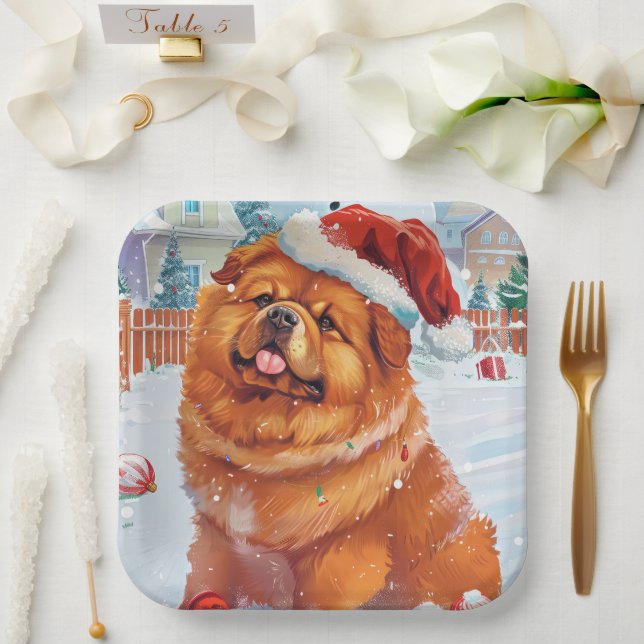 Chow Chow Winter Wonderland Christmas Joy  Paper Plate (Wedding)