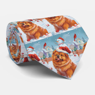 Chow Chow Winter Wonderland Christmas Joy  Tie