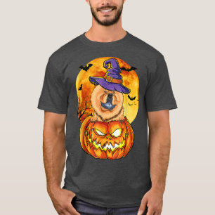 Chow Chow Witch Pumpkin Halloween Dog Lover Funny T-Shirt