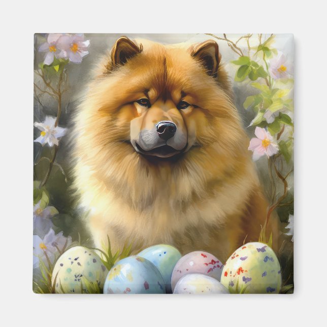Chow Chow with Easter Eggs Holiday  Magnet (Front)