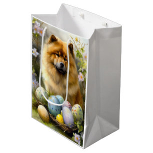 Chow Chow with Easter Eggs Holiday  Medium Gift Bag