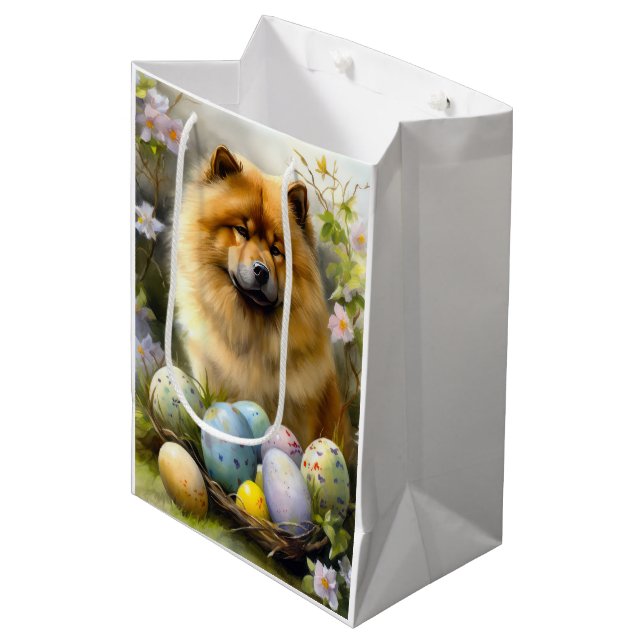 Chow Chow with Easter Eggs Holiday  Medium Gift Bag (Front Angled)