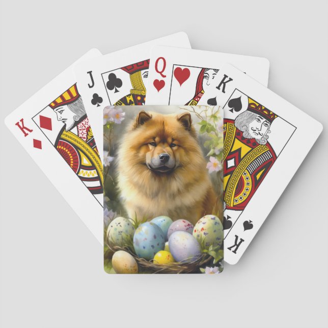 Chow Chow with Easter Eggs Holiday  Playing Cards (Back)