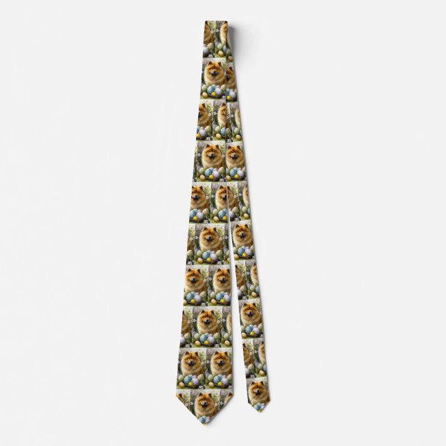 Chow Chow with Easter Eggs Holiday  Tie (Front)