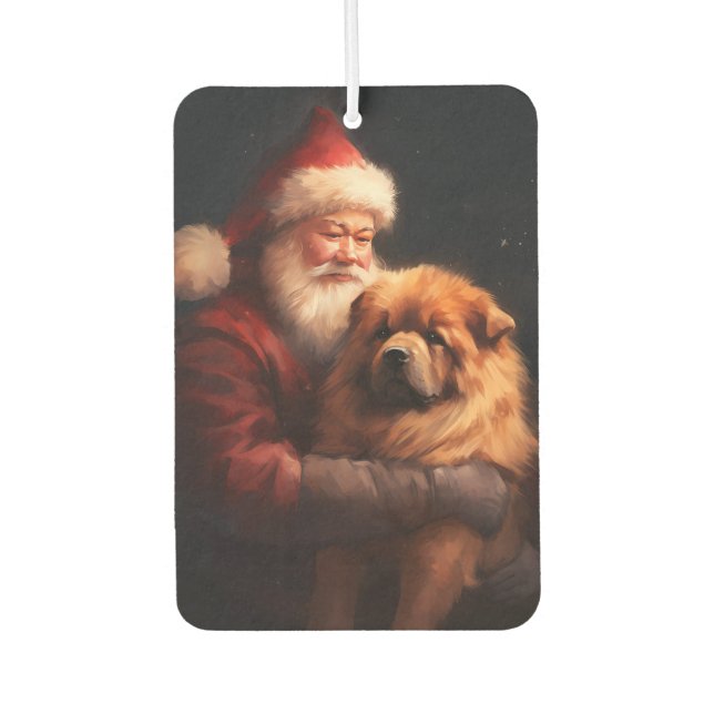 Chow Chow With Santa Claus Festive Christmas  Car Air Freshener (Front)