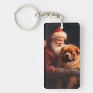 Chow Chow With Santa Claus Festive Christmas  Key Ring
