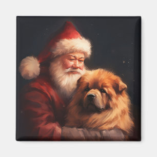 Chow Chow With Santa Claus Festive Christmas Magnet
