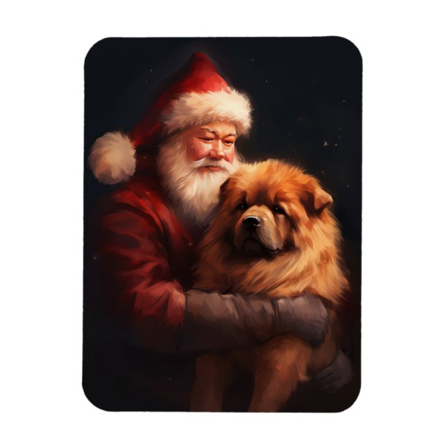 Chow Chow With Santa Claus Festive Christmas  Magnet (Vertical)